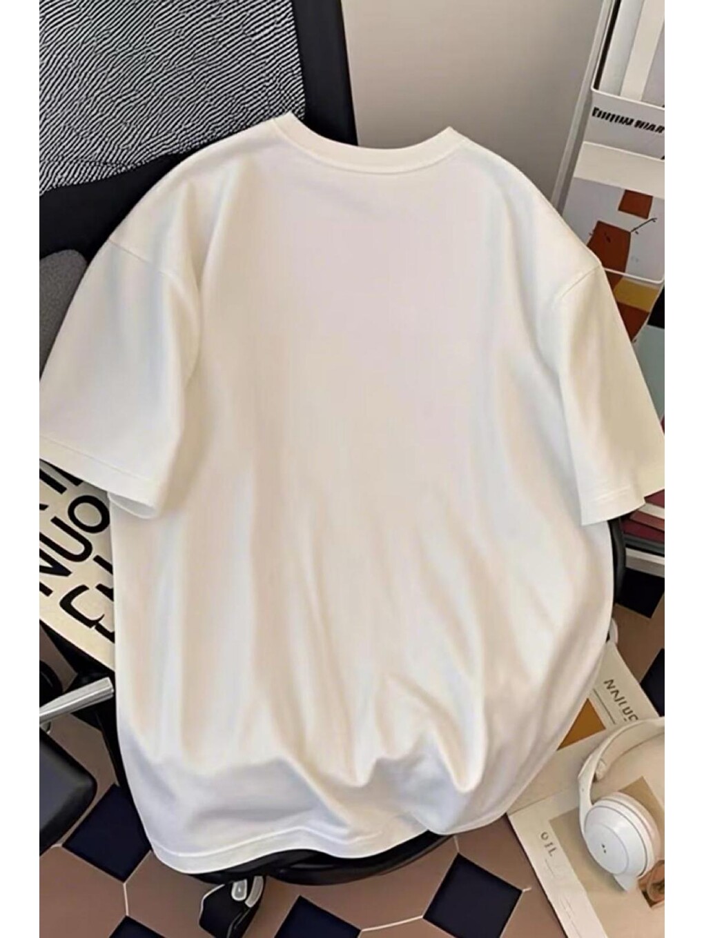 Beyaz Blueberry Girl Tasarım Baskılı Pamuklu Oversize Kadın T-shirt-1