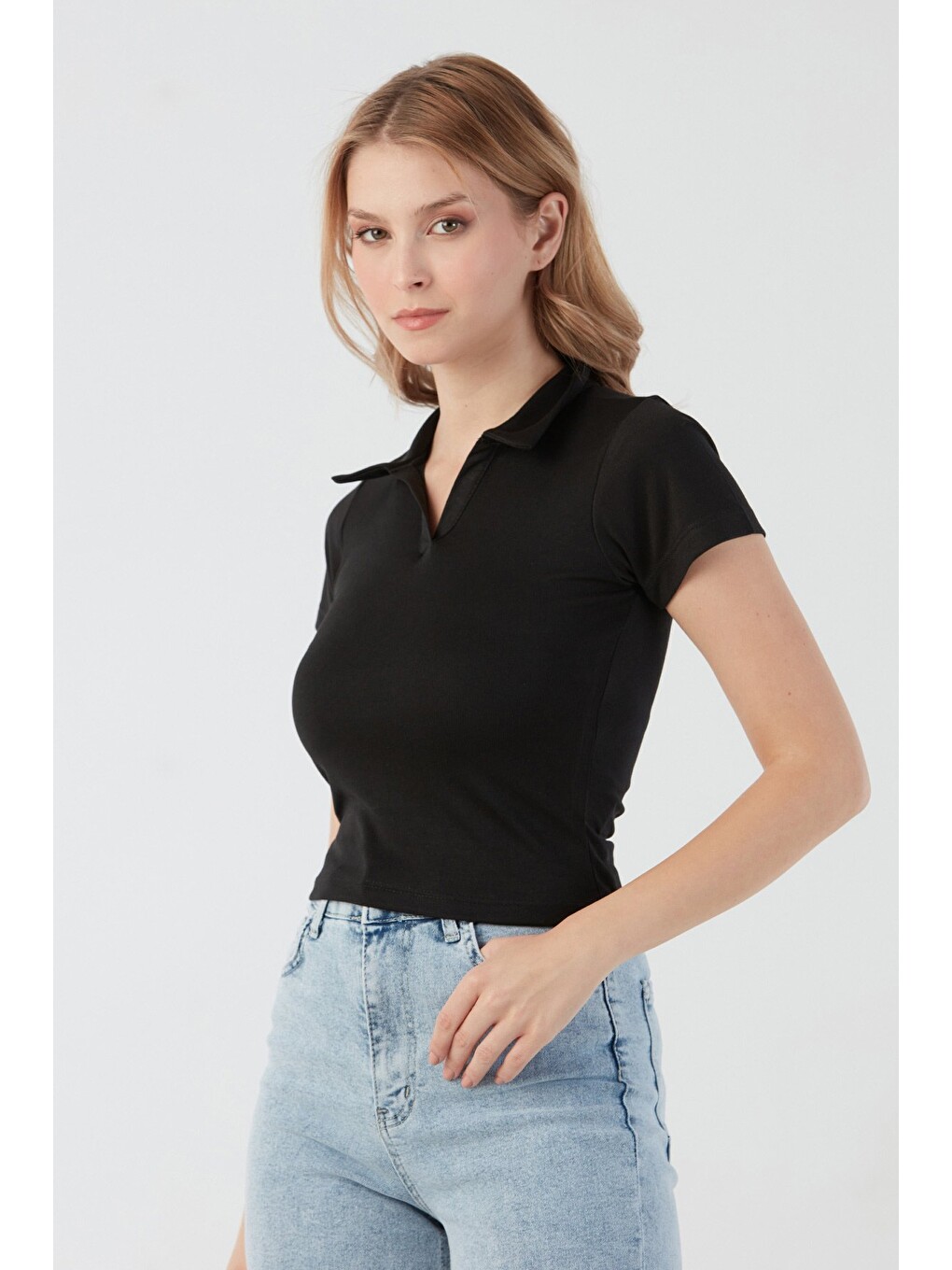 Siyah Basic Polo Yaka Tişört-3
