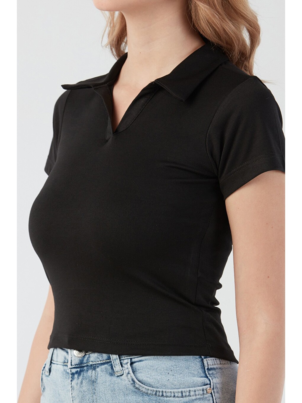 Siyah Basic Polo Yaka Tişört-4