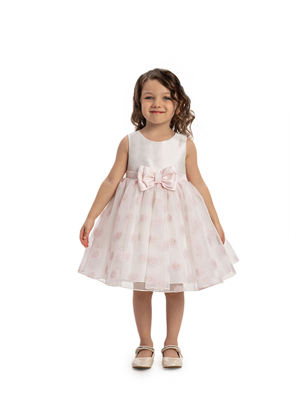 Pembe Fiyonk Detaylı Tüllü Kız Bebek Elbise-1
