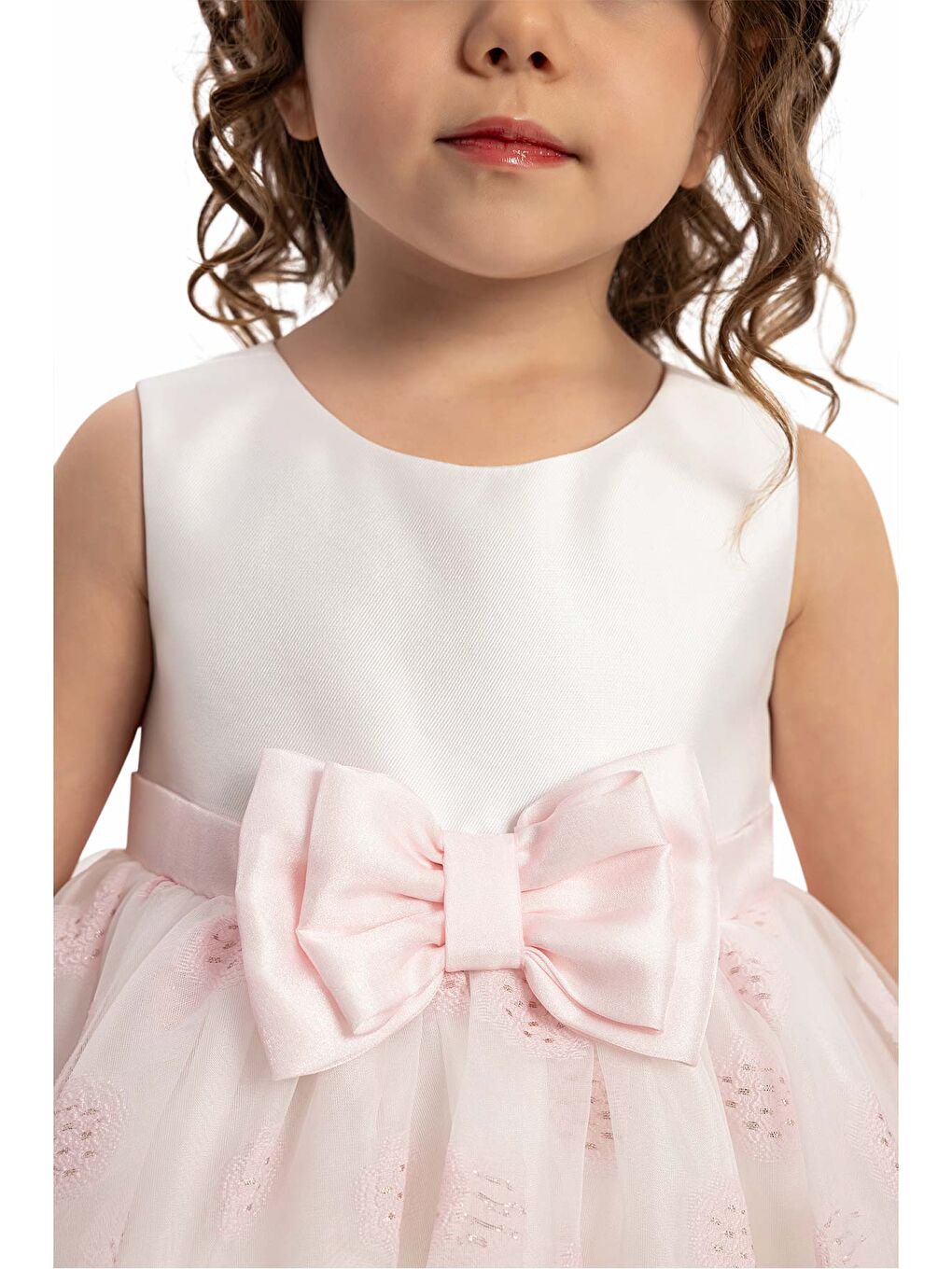 Pembe Fiyonk Detaylı Tüllü Kız Bebek Elbise-2