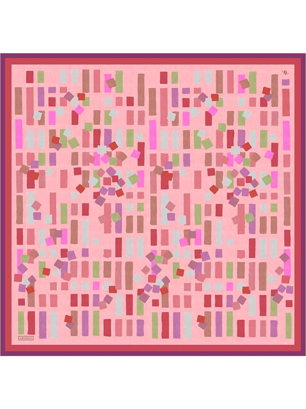 Karışık Klasik Desenli Saf İpek Twill Eşarp 9341 51-3