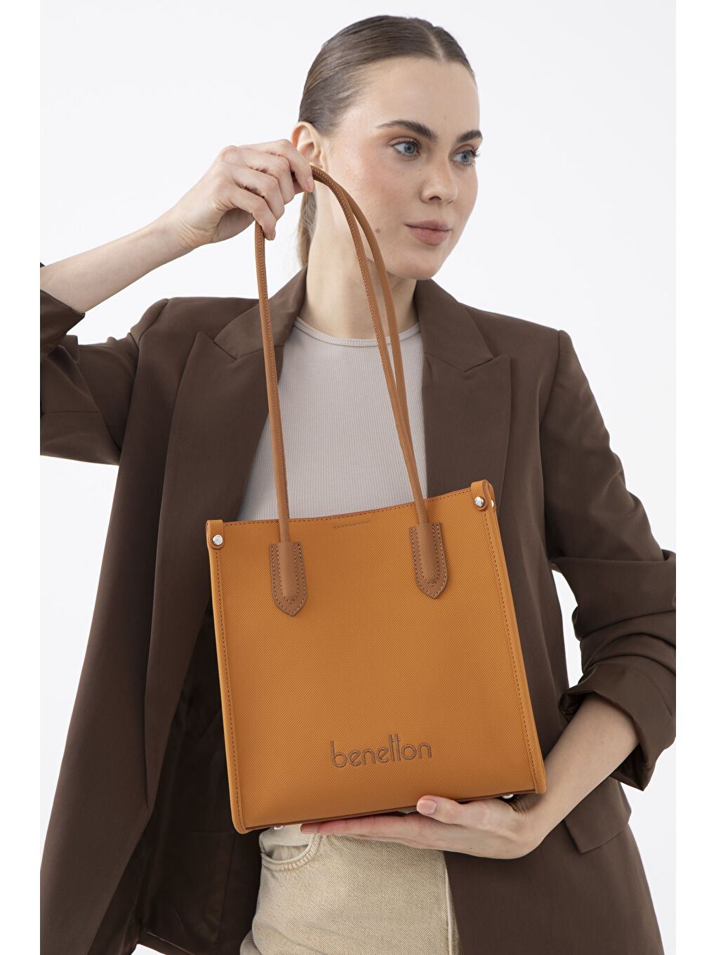 Kahverengi Kadin Kol Çantasi Hardal-Camel BNT1610