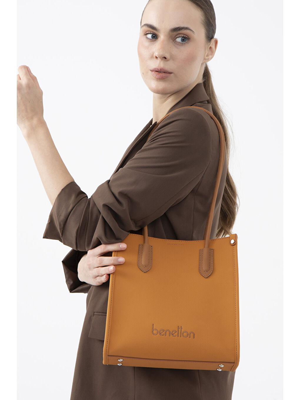 Kahverengi Kadin Kol Çantasi Hardal-Camel BNT1610-1