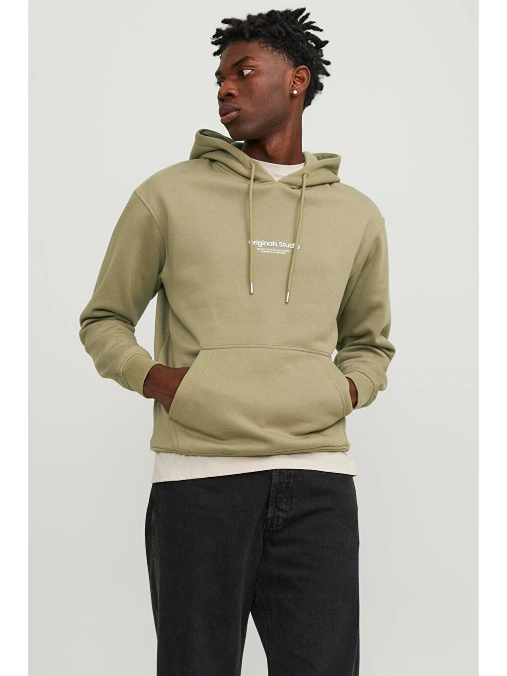 Jack & Jones Yeşil Jorvesterbro Pamuklu Kapüşonlu Relaxed Fit Erkek Sweat 12241687