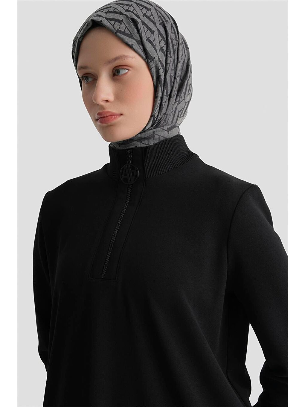 Fermuar Detaylı Basic Tunik Siyah-2