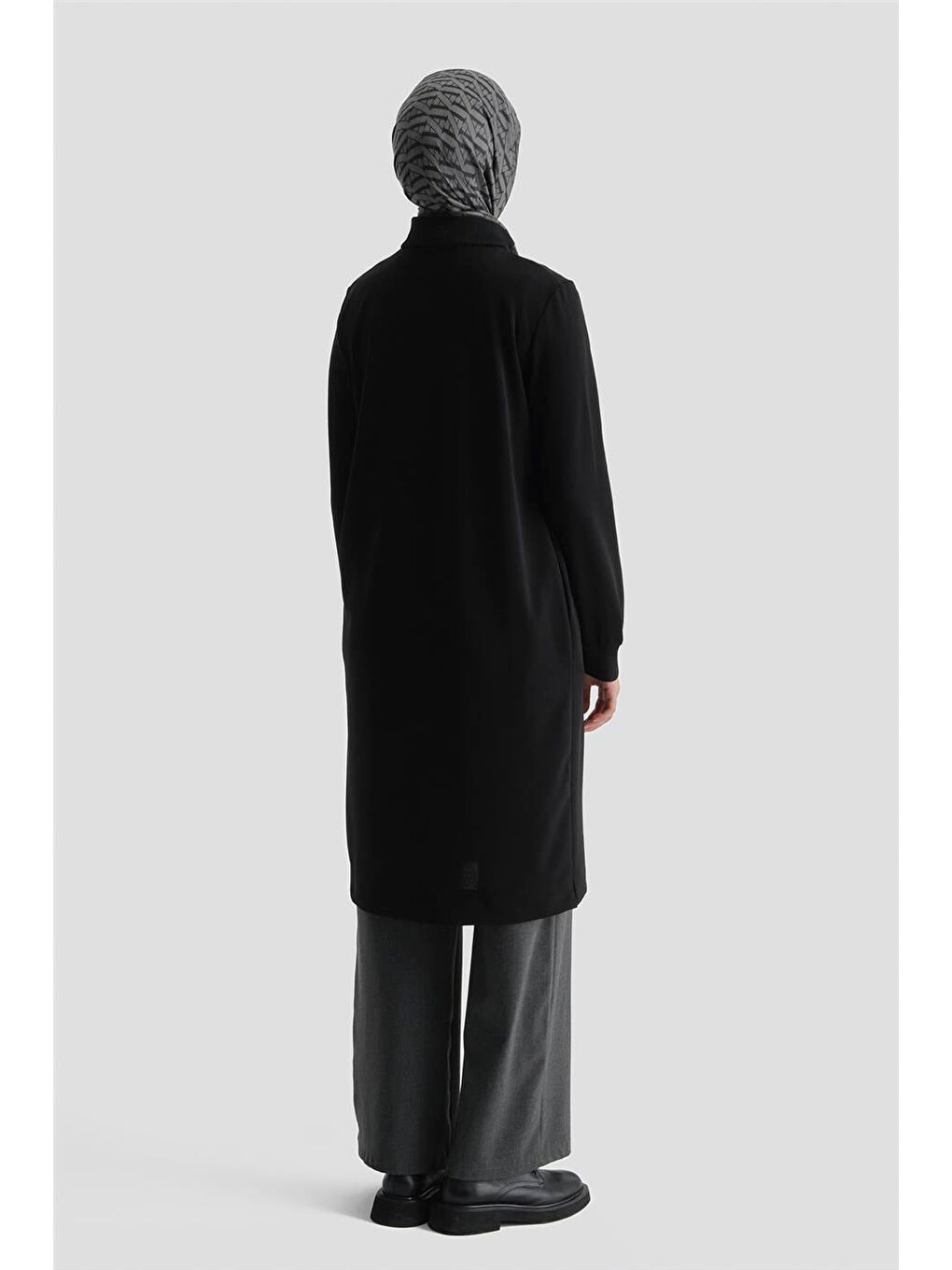 Fermuar Detaylı Basic Tunik Siyah-3