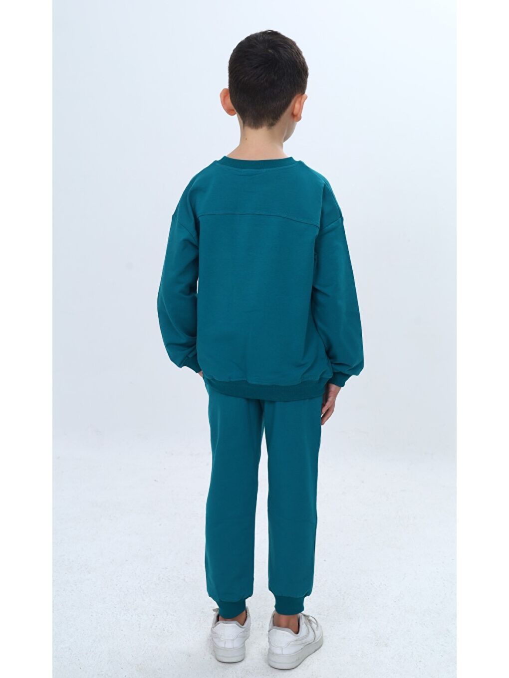 Petrol Erkek Çocuk 2'li Takım Baskılı Bisiklet Yaka Kısa Kollu Sweatshirt & Beli Paçası Lastikli Cepli Jogg-3