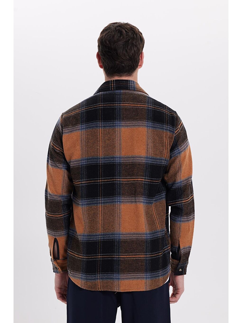 Kahverengi Erkek Regular Fit Rahat Kesim Kışlık Kareli Oduncu Gömlek-6