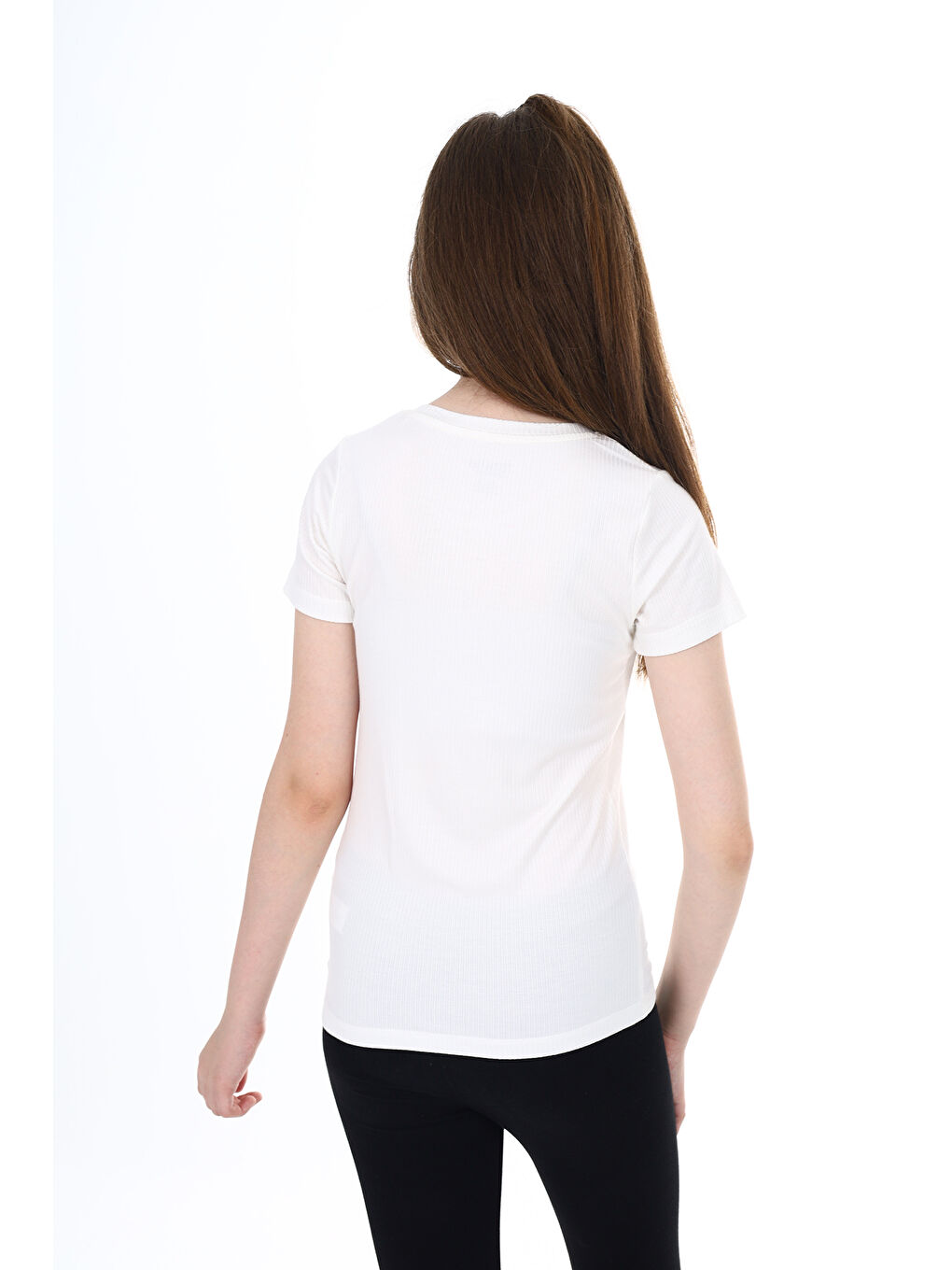 Ekru Kız Çocuk Okul Tişört-3