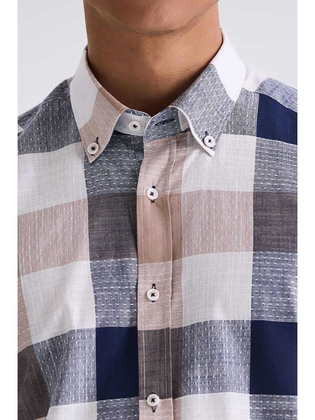 Kahverengi Kahve Slim Fit Kareli %100 Pamuk Gömlek-2