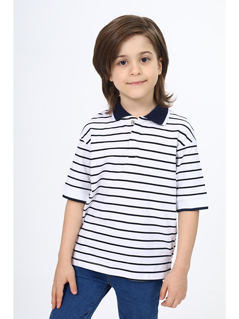 Lacivert Erkek Çocuk Çizgili Tişört