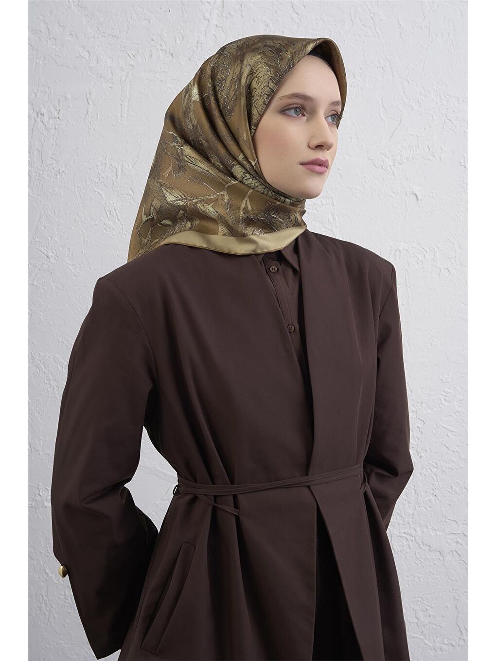 Kahverengi Saf İpek Sura Eşarp 9409D 06