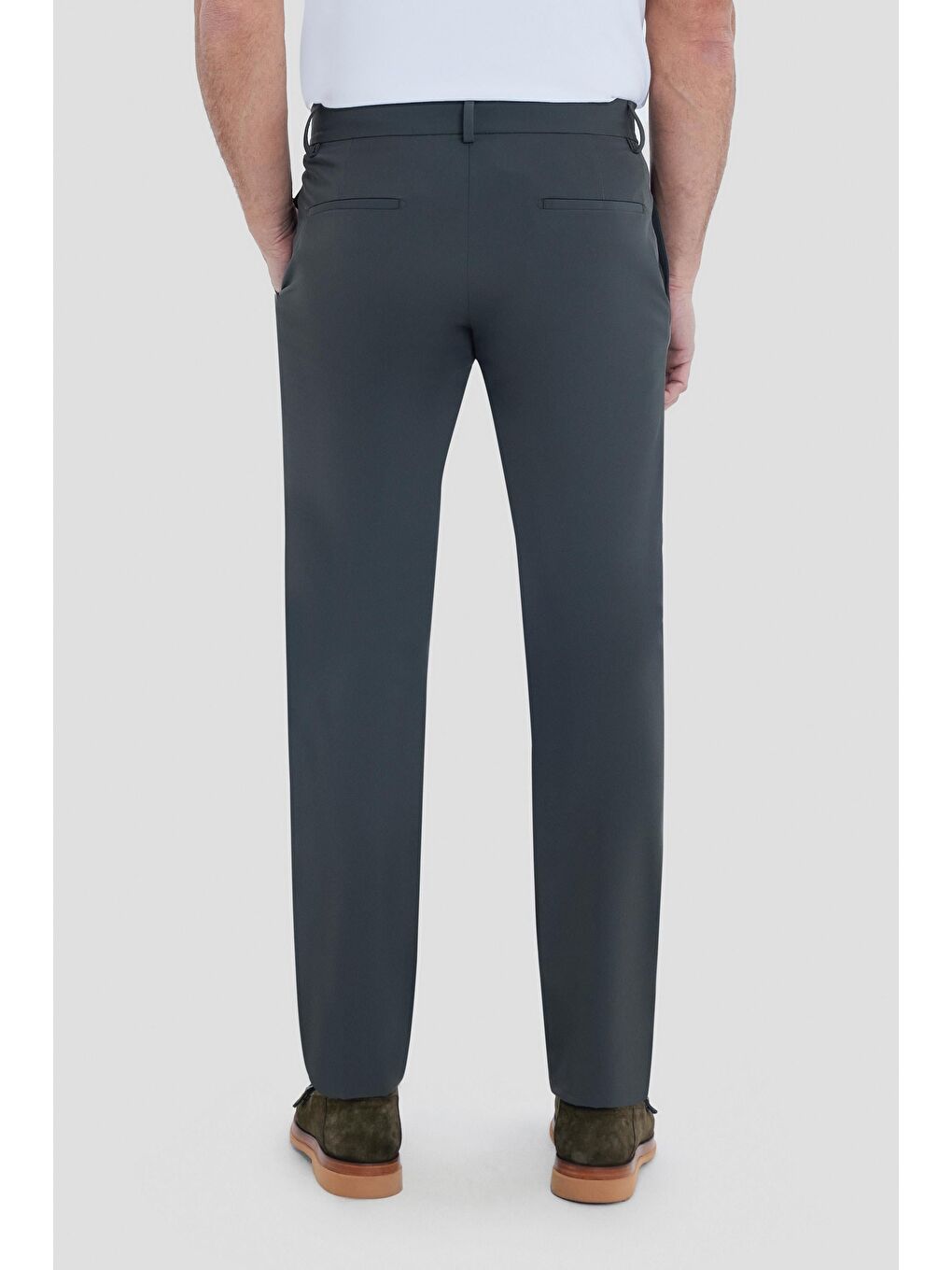 Erkek Haki Normal Kesim Regular Fit Dokuma Yan Cep Normal Bel Pileli Chino Pantolon-1