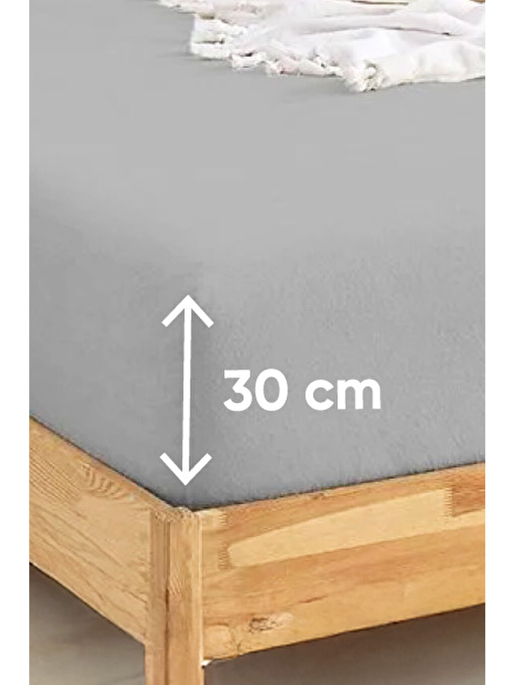 Penye Lastikli Çarşaf Pamuklu Jersey Tek Kişilik 100x200cm Gri-1