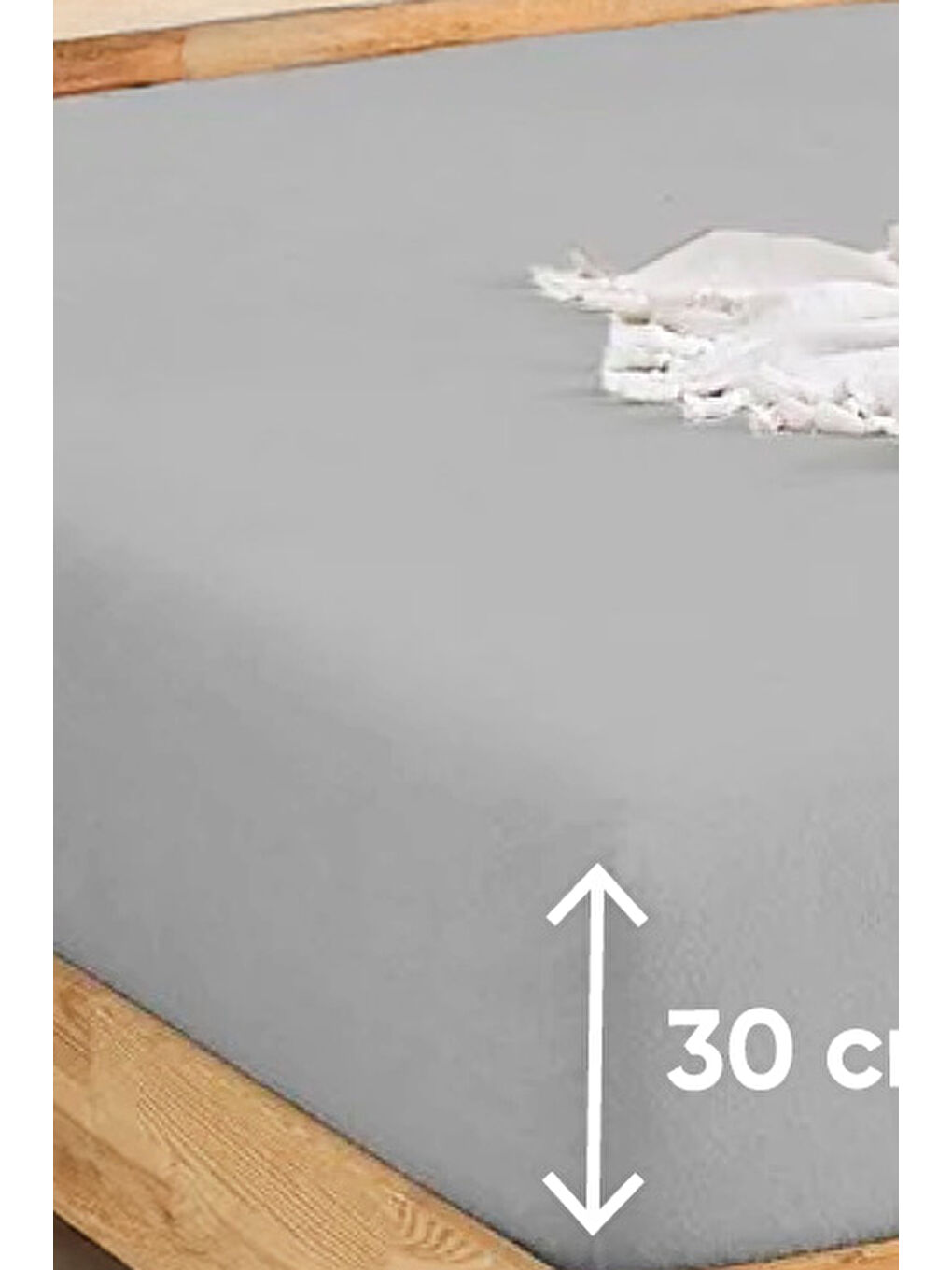 Penye Lastikli Çarşaf Pamuklu Jersey Tek Kişilik 100x200cm Gri-2