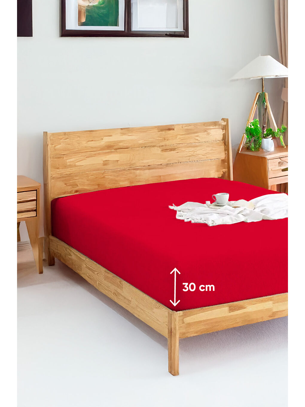 UPSTYLE Penye Lastikli Çarşaf Pamuklu Jersey Tek Kişilik 100x200cm Bordo