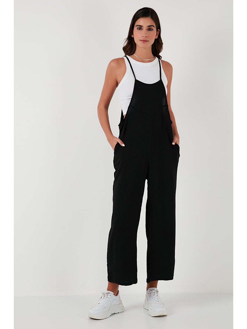 Siyah Relaxed Fit Ayarlanabilir İp Askılı Bahçıvan Tulum 66970192s4-4