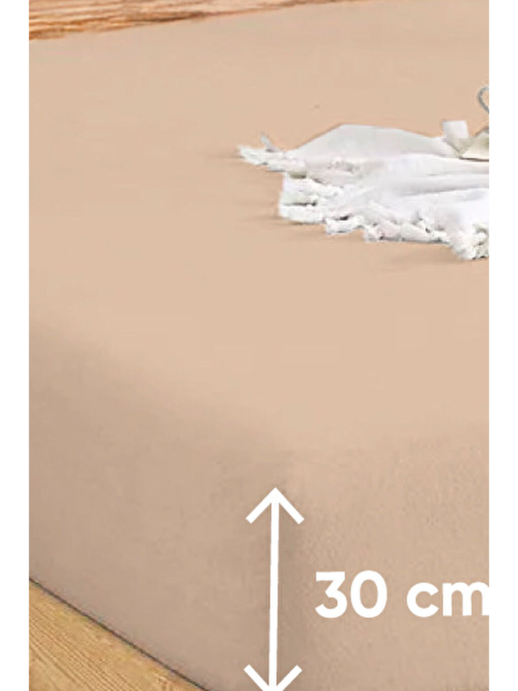 UPSTYLE Penye Lastikli Çarşaf Pamuklu Jersey Tek Kişilik 100x200cm Bej - 2