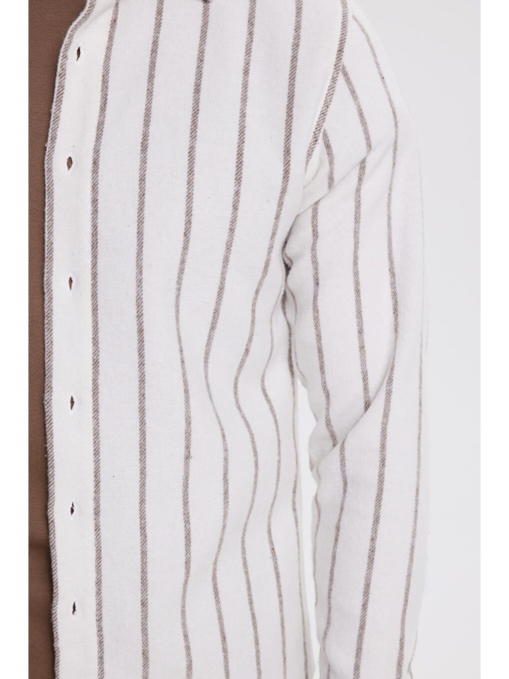 Karışık Erkek Slim Fit Dar Kesim Yaka  Düğmeli Çizgili Oduncu Gömlek-2