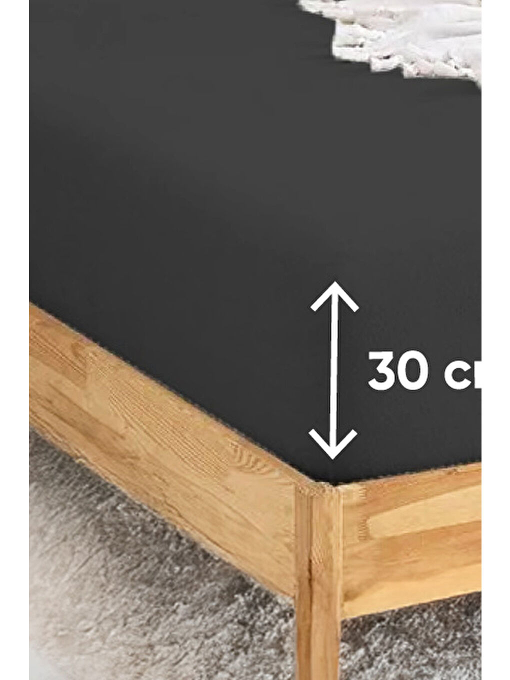 UPSTYLE Penye Lastikli Çarşaf Pamuklu Jersey Tek Kişilik 100x200cm Antrasit - 1
