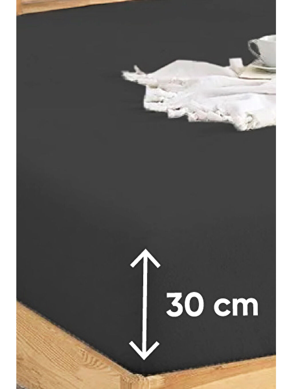 UPSTYLE Penye Lastikli Çarşaf Pamuklu Jersey Tek Kişilik 100x200cm Antrasit - 2