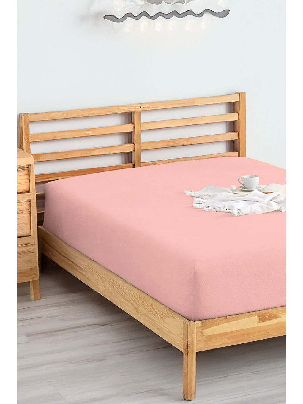 UPSTYLE Penye Lastikli Çarşaf Pamuklu Jersey Süper Battal Kişilik 200x200cm Pembe