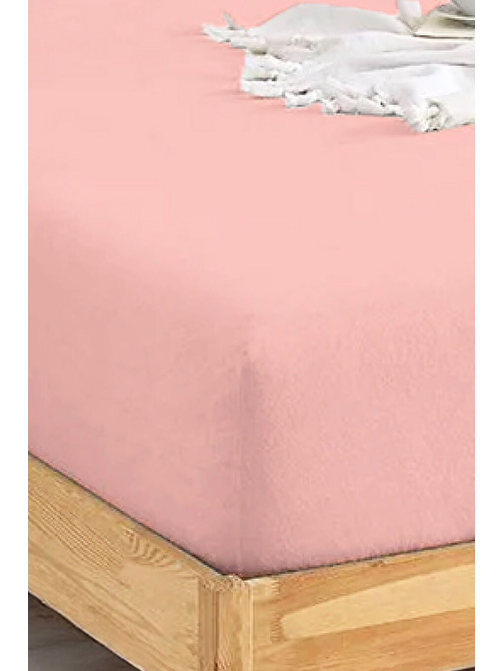 UPSTYLE Penye Lastikli Çarşaf Pamuklu Jersey Süper Battal Kişilik 200x200cm Pembe - 1