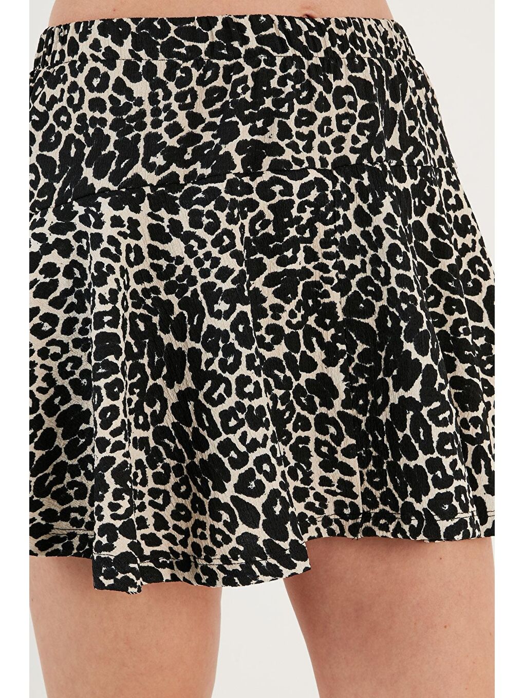 Kahverengi Desenli Beli Lastikli Mini Şort Etek 5865118-3