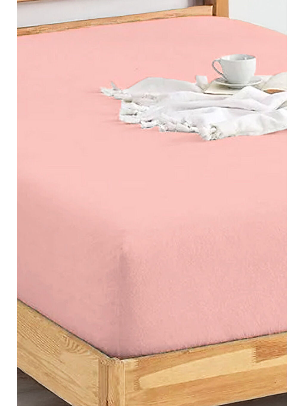 UPSTYLE Penye Lastikli Çarşaf Pamuklu Jersey Süper Battal Kişilik 200x200cm Pembe - 2