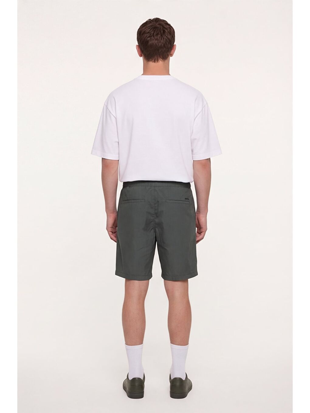 Giotelli Erkek Haki Normal Kesim Regular Fit Pamuklu Yan Cep Bel Lastikli Şort-3