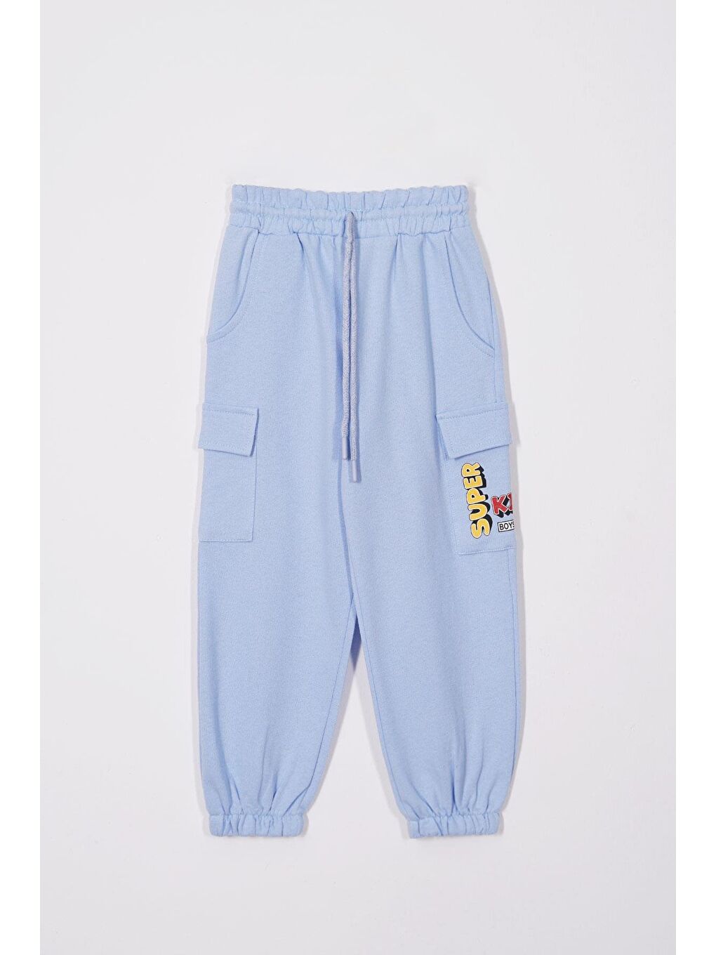 Çift Kargo Cepli Bebek Mavisi Renk Erkek Çocuk Eşofman Tek Alt