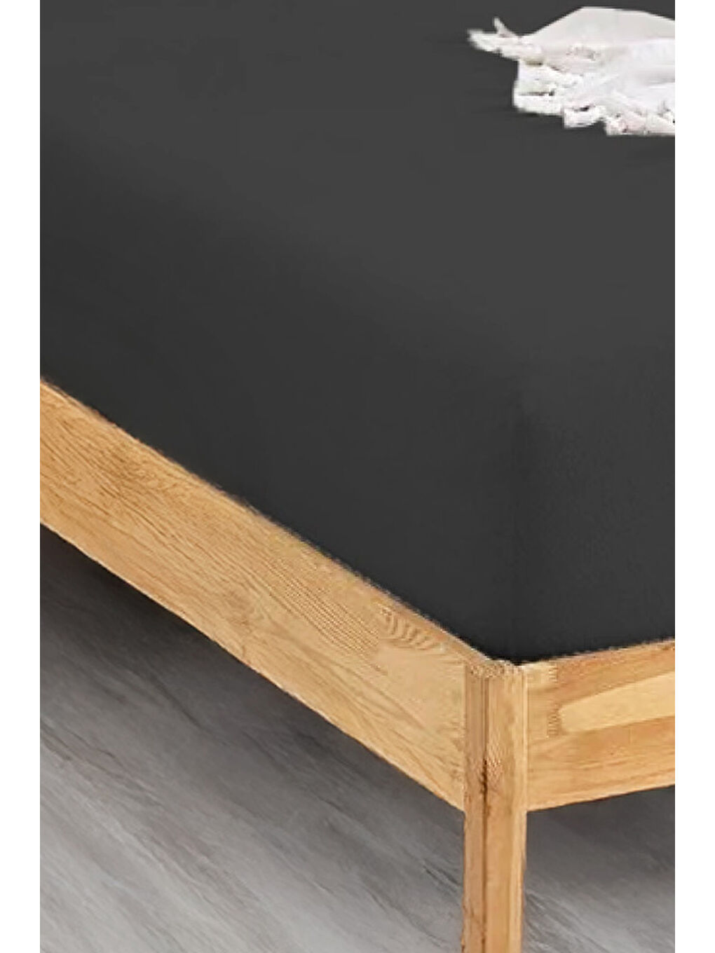 UPSTYLE Penye Lastikli Çarşaf Pamuklu Jersey Süper Battal Kişilik 200x200cm Antrasit - 1