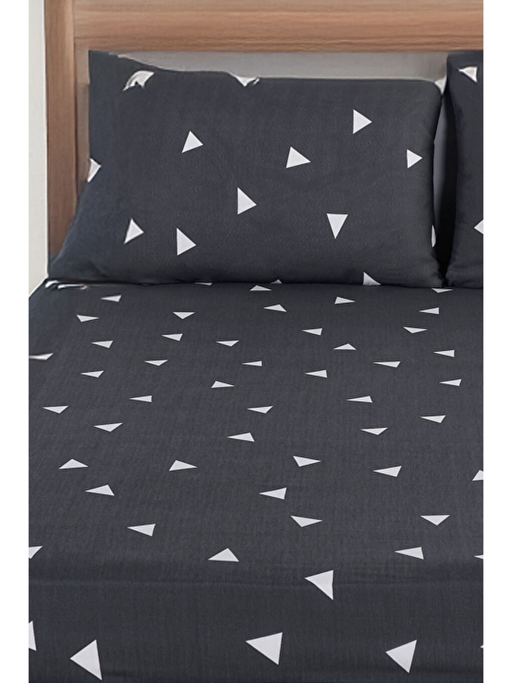 Pes Lastikli Çarşaf Seti Çift Kişilik Üçgen Gri-2