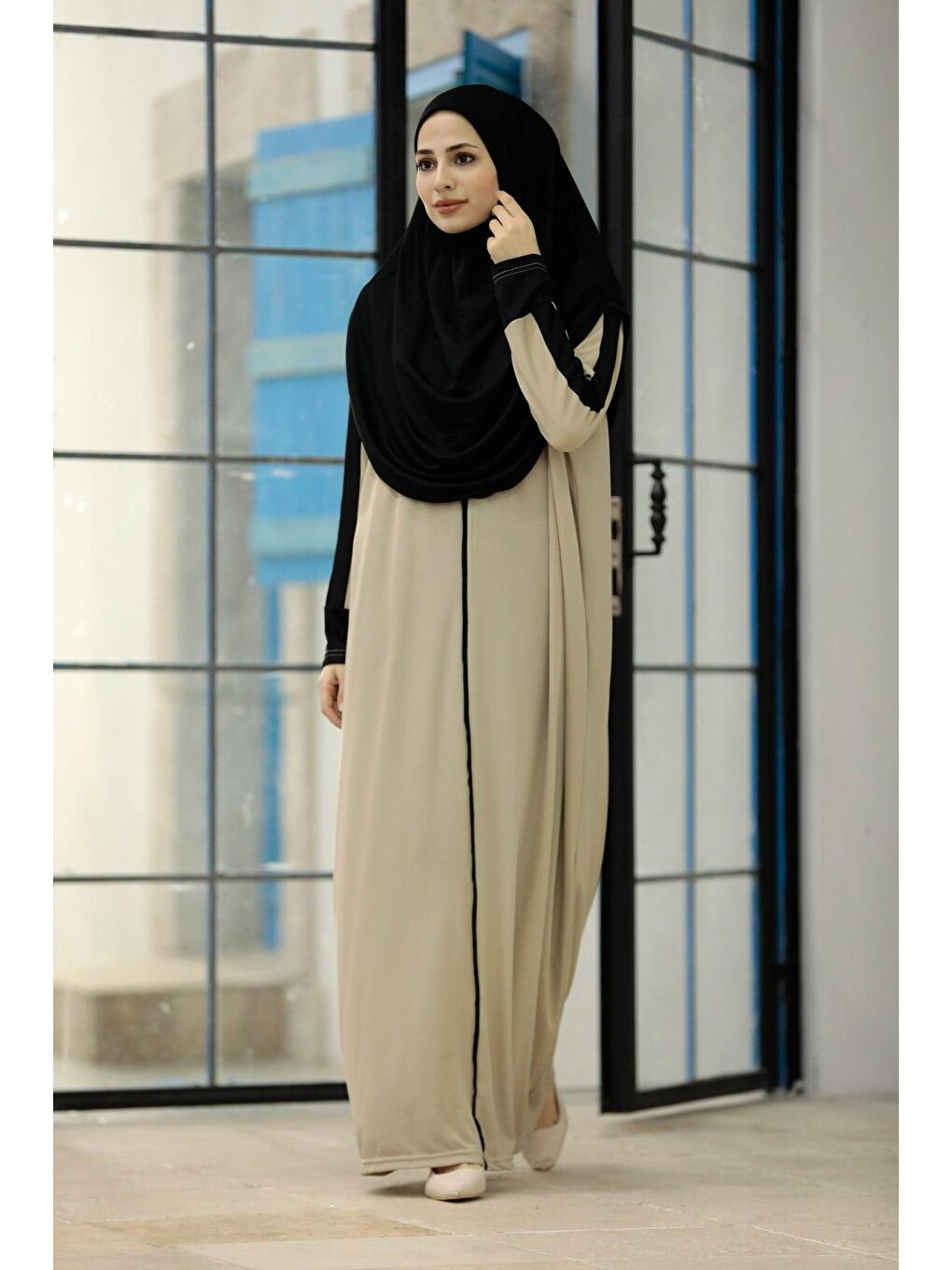 Bej Çantalı Pratik Elbise N2307 Vizon