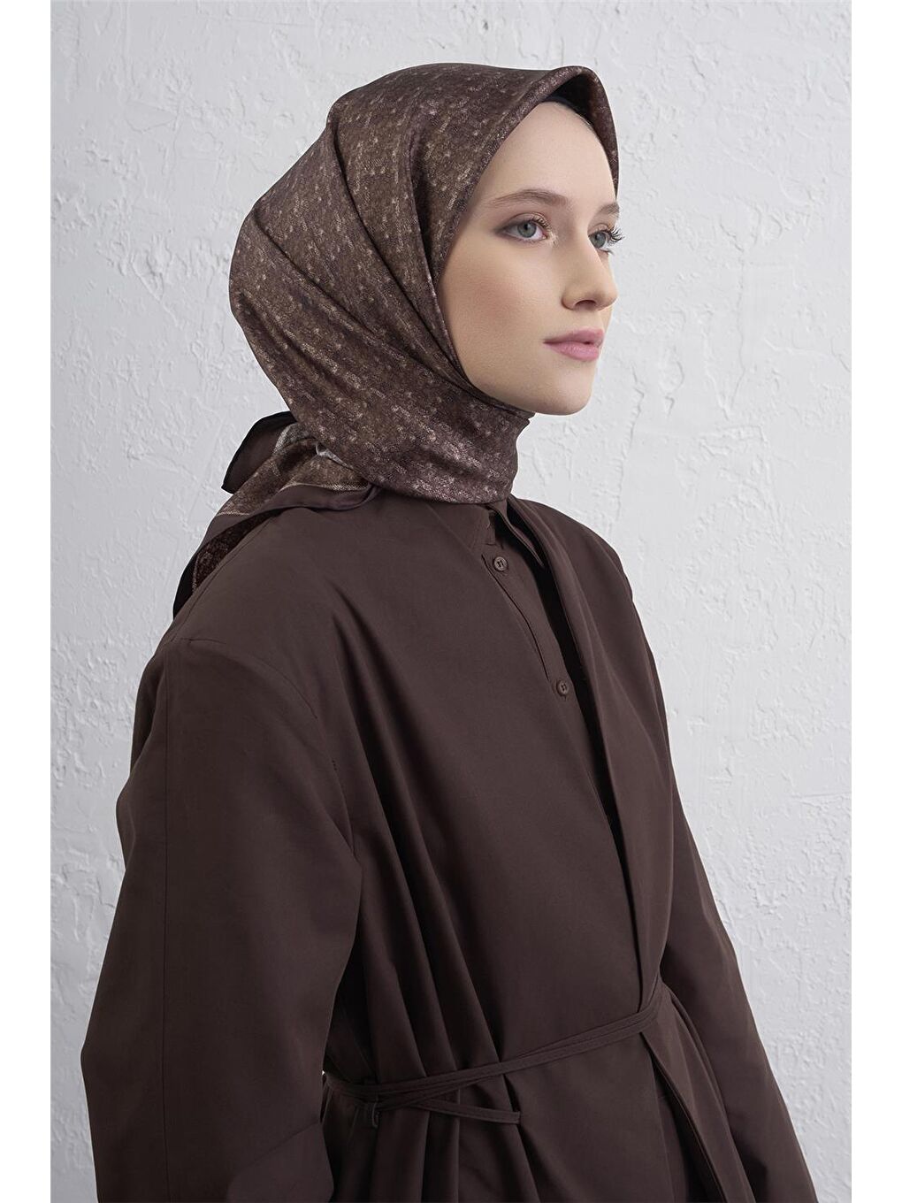 Kahverengi Saf İpek Sura Eşarp 9405D 81-1