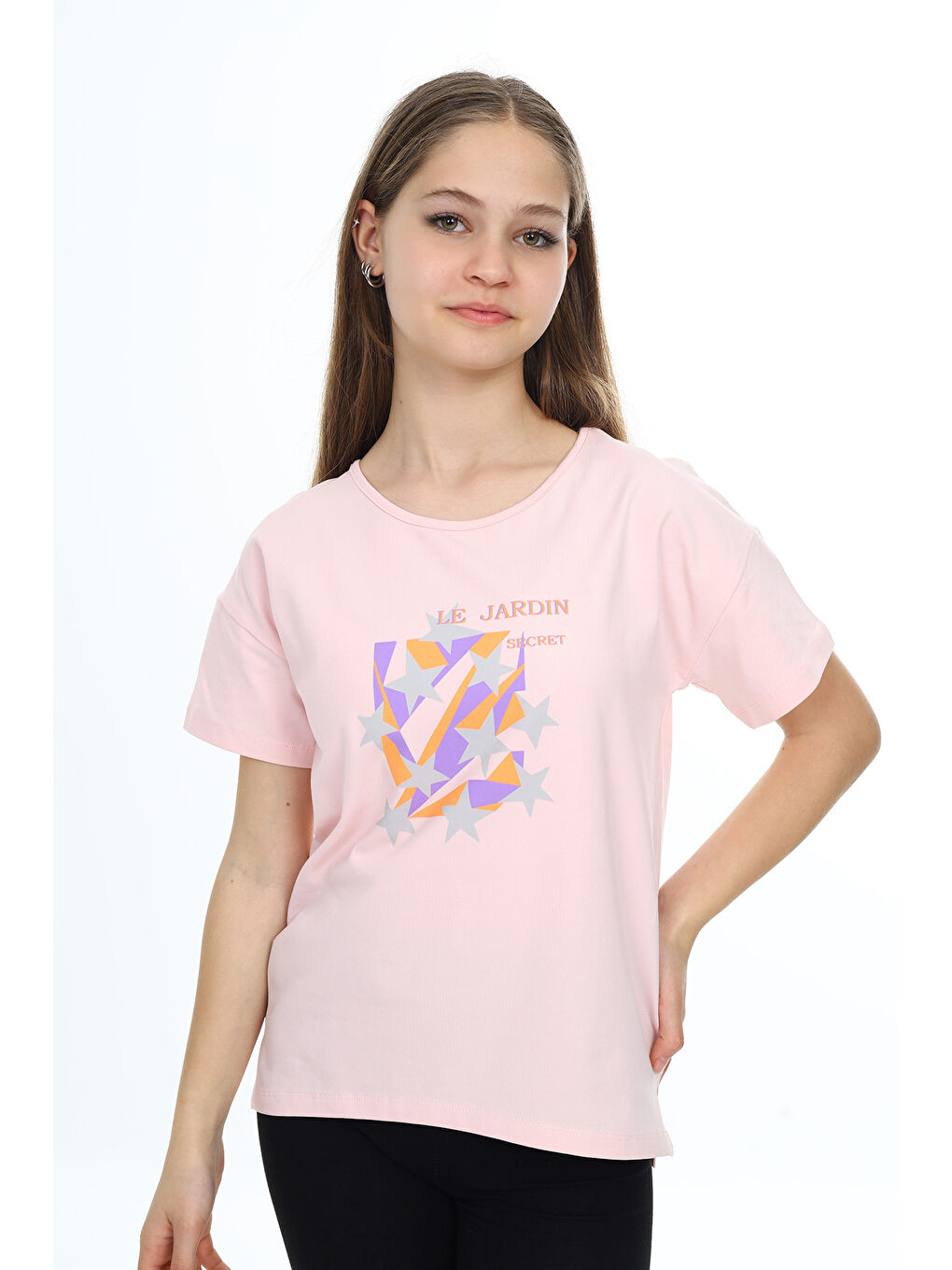 Pembe Kız Çocuk Baskılı Tişört