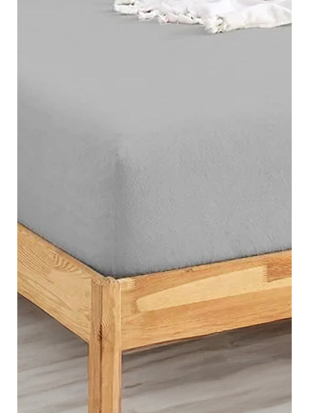 UPSTYLE Penye Lastikli Çarşaf Pamuklu Jersey Battal Kişilik 180x200cm Gri - 1