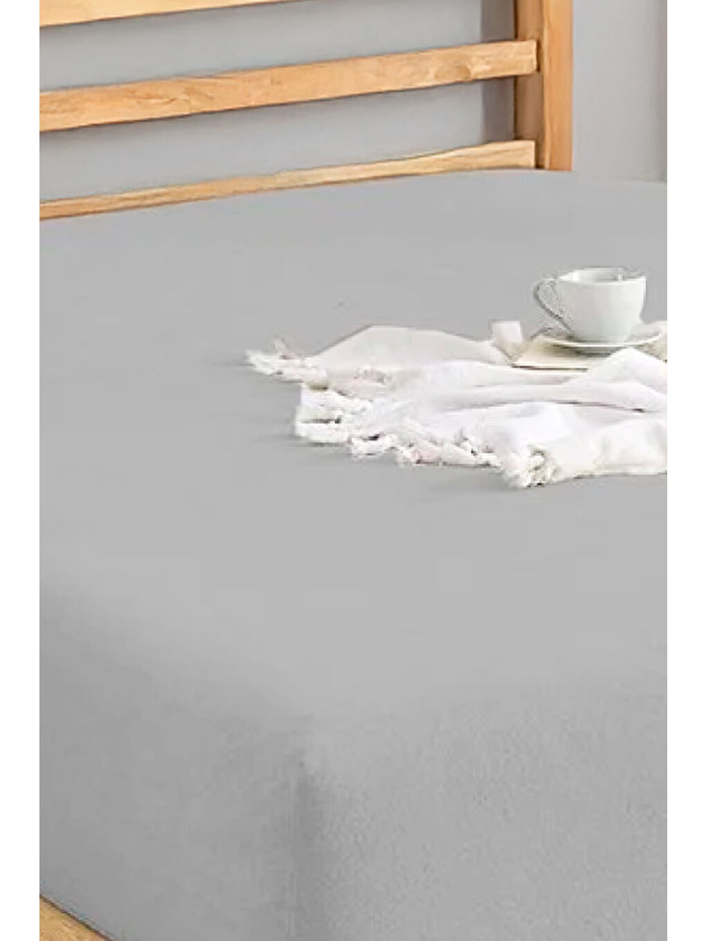 UPSTYLE Penye Lastikli Çarşaf Pamuklu Jersey Battal Kişilik 180x200cm Gri - 2