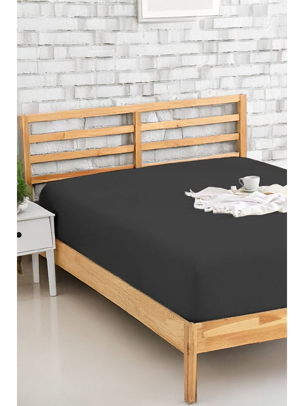 Penye Lastikli Çarşaf Pamuklu Jersey Battal Kişilik 180x200cm Antrasit