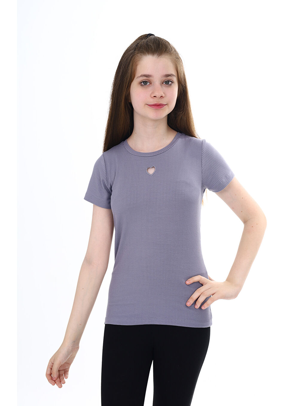 Gri Kız Çocuk Okul Tişört