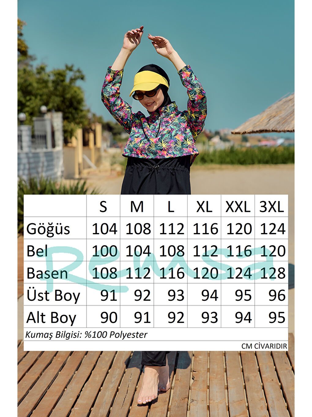 Önü Kapaklı Tam Kapalı Tesettür Mayo Siyah01 R5201-4