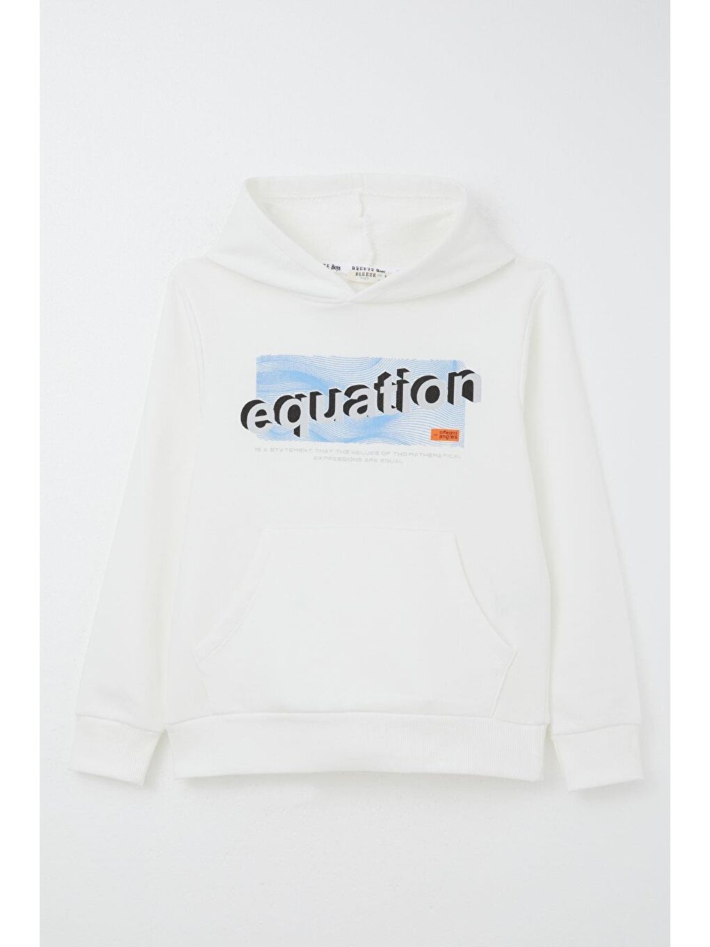 Erkek Çocuk Sweatshirt Yazı Baskılı Kanguru Cepli Kapüşonlu Beyaz (8-14 Yaş)-4