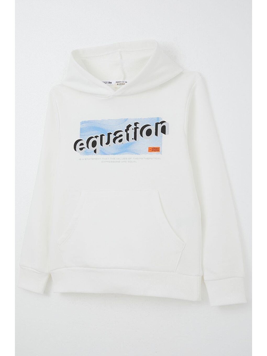 Erkek Çocuk Sweatshirt Yazı Baskılı Kanguru Cepli Kapüşonlu Beyaz (8-14 Yaş)-6