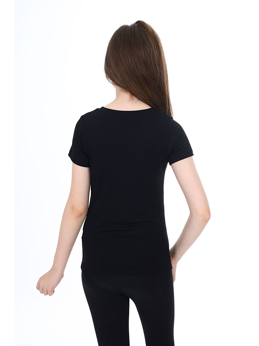 Siyah Kız Çocuk Okul Tişört-2