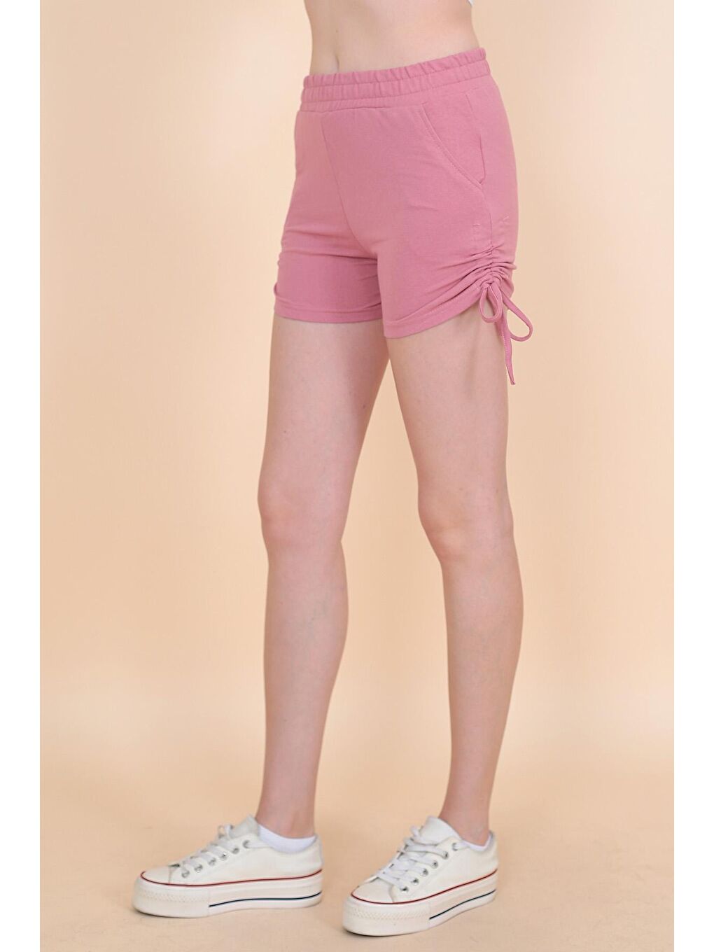 Pembe Kadın Yan Büzgülü Şort 1991-2