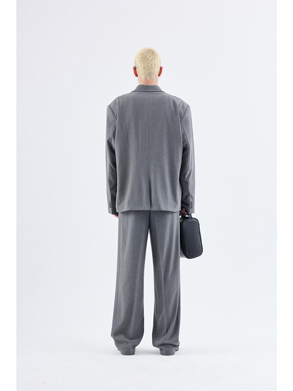 Klasik Oversize Takım Elbise Gri-3