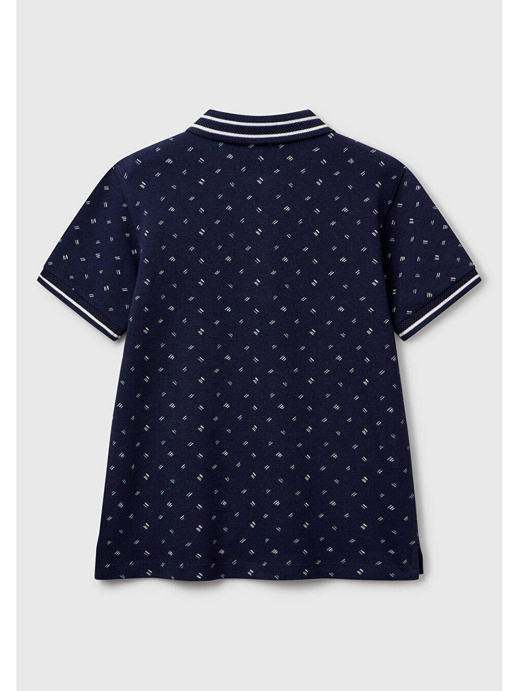 Erkek Çocuk Lacivert Desenli Çizgili Polo T-Shirt-1