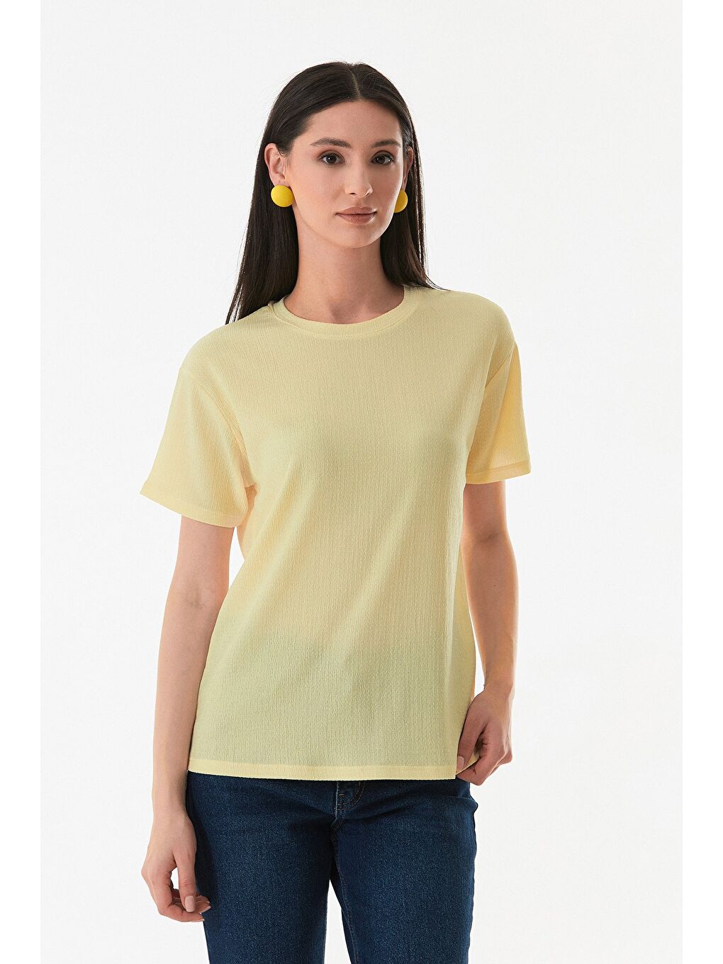 Sarı Basic Bürümcük Kumaş Tişört