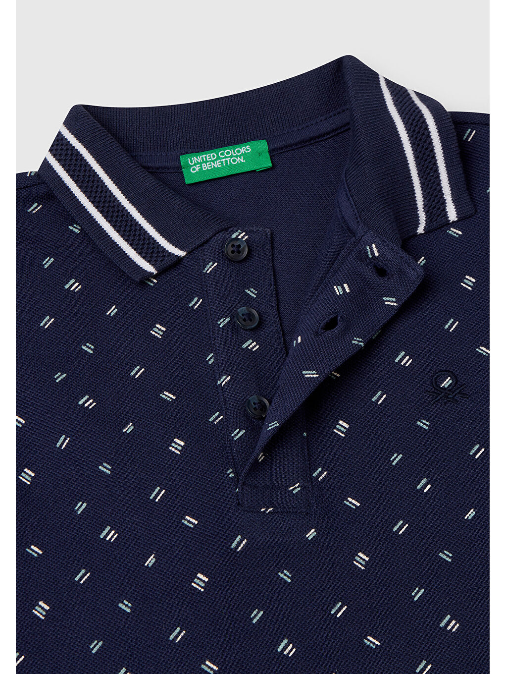 Erkek Çocuk Lacivert Desenli Çizgili Polo T-Shirt-2
